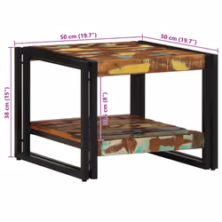 vidaXL Coffee Table Multicolour 50x50x38 cm Solid Wood Reclaimed side table - Additional view 10