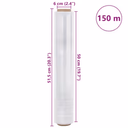 vidaXL Stretch Films Packaging Film Wrapping Film Stretch Wrap Roll 30 Î¼m - transparent, 50 cm x 150 m/ 2 pcs