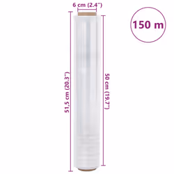 vidaXL Stretch Films Packaging Film Wrapping Film Stretch Wrap Roll 30 Î¼m - transparent, 50 cm x 150 m/ 6 pcs - Additional view 3