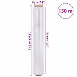 vidaXL Stretch Films Packaging Film Wrapping Film Stretch Wrap Roll 30 Î¼m - transparent, 50 cm x 150 m/ 6 pcs