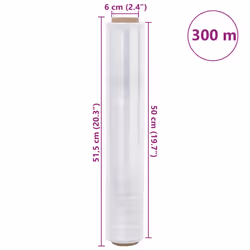 vidaXL Stretch Films Packaging Film Wrapping Film Stretch Wrap Roll 30 Î¼m - transparent, 50 cm x 300 m/ 6 pcs