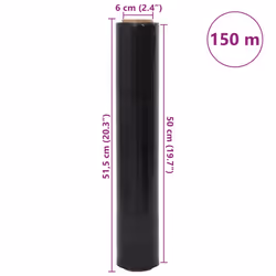 vidaXL Stretch Films Packaging Film Wrapping Film Stretch Wrap Roll 30 Î¼m - black, 50 cm x 150 m/ 2 pcs