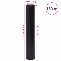 vidaXL Stretch Films Packaging Film Wrapping Film Stretch Wrap Roll 30 Î¼m - black, 50 cm x 150 m/ 2 pcs