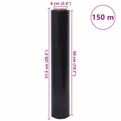 vidaXL Stretch Films Packaging Film Wrapping Film Stretch Wrap Roll 30 Î¼m - black, 50 cm x 150 m/ 6 pcs