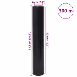 vidaXL Stretch Films Packaging Film Wrapping Film Stretch Wrap Roll 30 Î¼m - black, 50 cm x 300 m/ 2 pcs