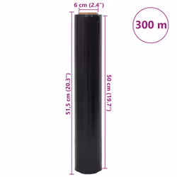 vidaXL Stretch Films Packaging Film Wrapping Film Stretch Wrap Roll 30 Î¼m - black, 50 cm x 300 m/ 2 pcs