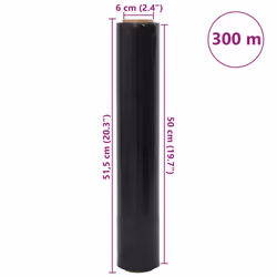 vidaXL Stretch Films Packaging Film Wrapping Film Stretch Wrap Roll 30 Î¼m - black, 50 cm x 300 m/ 6 pcs