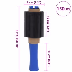 vidaXL Stretch Films 10 pcs Black 23 ÃÂµm 10 cm x 300 m packaging film - black, 10 cm x 150 m/ 50 pcs - Additional view 7