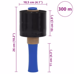 vidaXL Stretch Films 10 pcs Black 23 ÃÂµm 10 cm x 300 m packaging film - black, 10 cm x 300 m/ 10 pcs