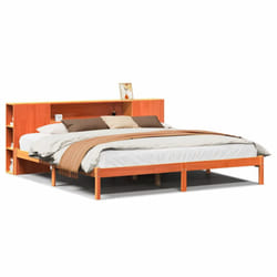 vidaXL Bookcase Bed without Mattress Wax Solid Wood Pine - 200 x 200 cm