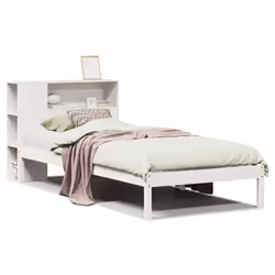 vidaXL Bookcase Bed without Mattress Bed White Small Single Solid Wood Pine