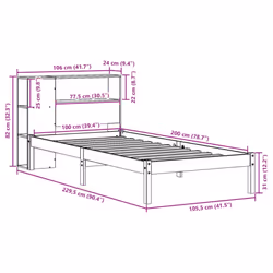 vidaXL Bookcase Bed without Mattress Bed White 100x200 cm Solid Wood Pine