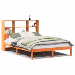 vidaXL Bookcase Bed without Mattress Wax Brown 140x190 cm Solid Wood Pine