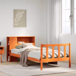 vidaXL Bookcase Bed without Mattress Wax Brown Small Single Solid Wood Pine