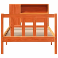 vidaXL Bookcase Bed without Mattress Wax Brown Small Single Solid Wood Pine