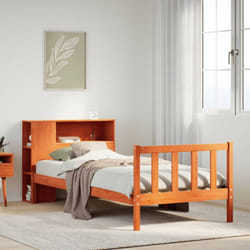 vidaXL Bookcase Bed without Mattress Wax Brown 100x200 cm Solid Wood Pine