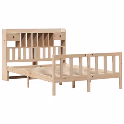 vidaXL Bookcase Bed without Mattress Bed White 120x200 cm Solid Wood Pine - natural, 140 x 200 cm - Additional view 2
