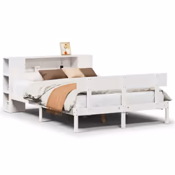 vidaXL Bookcase Bed without Mattress Bed White 140x190 cm Solid Wood Pine