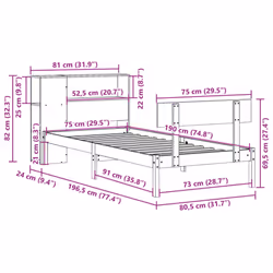 vidaXL Bookcase Bed without Mattress Bed White Small Single Solid Wood Pine - Additional view 10