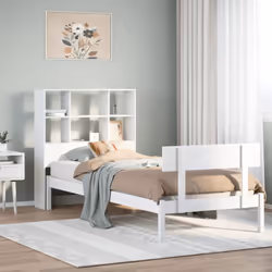 vidaXL Bookcase Bed without Mattress White 90x190 cm Single Solid Wood Pine