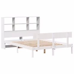 vidaXL Bookcase Bed without Mattress White 120x190 cm Small Double Solid Wood Pine