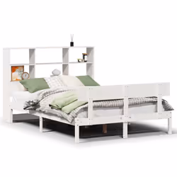 vidaXL Bookcase Bed without Mattress Bed White 140x200 cm Solid Wood Pine