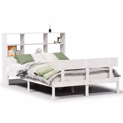 vidaXL Bookcase Bed without Mattress Bed White 160x200 cm Solid Wood Pine