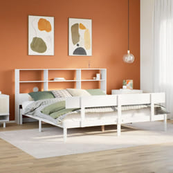 vidaXL Bookcase Bed without Mattress Bed White Super King Solid Wood Pine