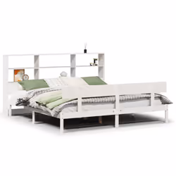 vidaXL Bookcase Bed without Mattress Bed White 200x200 cm Solid Wood Pine
