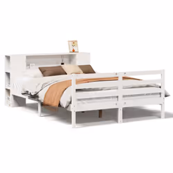 vidaXL Bookcase Bed without Mattress Bed White 140x200 cm Solid Wood Pine