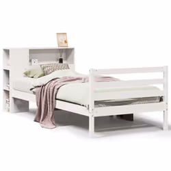 vidaXL Bookcase Bed without Mattress Bed White Small Single Solid Wood Pine