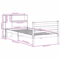 vidaXL Bookcase Bed without Mattress Bed White Small Single Solid Wood Pine