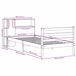 vidaXL Bookcase Bed without Mattress Bed Base Wax Brown 100x200 cm Solid Wood - Additional view 10