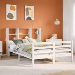 vidaXL Bookcase Bed without Mattress White 120x190 cm Small Double Solid Wood Pine