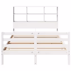 vidaXL Bookcase Bed without Mattress White 120x190 cm Small Double Solid Wood Pine