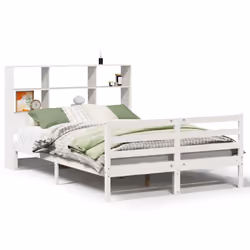 vidaXL Bookcase Bed without Mattress Bed White 140x200 cm Solid Wood Pine