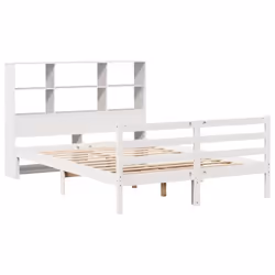 vidaXL Bookcase Bed without Mattress Bed White 140x200 cm Solid Wood Pine