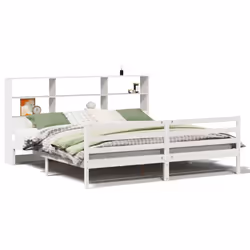 vidaXL Bookcase Bed without Mattress Bed White 200x200 cm Solid Wood Pine
