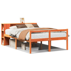 vidaXL Bookcase Bed without Mattress Bed Base Wax Brown 120x200 cm Solid Wood