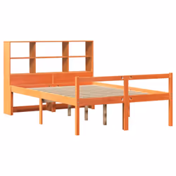 vidaXL Bookcase Bed without Mattress Wax Brown 135x190 cm Double Solid Wood