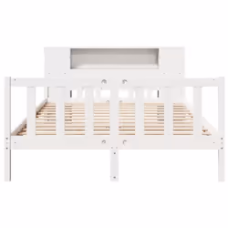 vidaXL Bookcase Bed without Mattress Bed Base White King Size Solid Wood Pine - Additional view 3