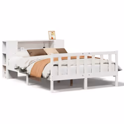 vidaXL Bookcase Bed without Mattress Bed White 160x200 cm Solid Wood Pine