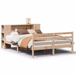 vidaXL Bookcase Bed without Mattress Bed Frame 140x200 cm Solid Wood Pine - natural, 120 x 200 cm