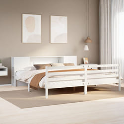 vidaXL Bookcase Bed without Mattress Bed White Super King Solid Wood Pine