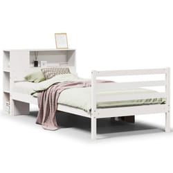 vidaXL Bookcase Bed without Mattress Bed Frame White Solid Wood Pine - white, 100 x 200 cm