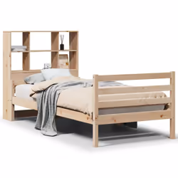 vidaXL Bookcase Bed without Mattress Bed Frame White Solid Wood Pine - natural