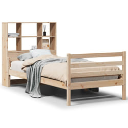 vidaXL Bookcase Bed without Mattress Bed Frame White Solid Wood Pine - natural