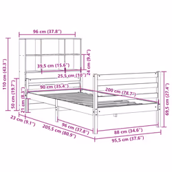 vidaXL Bookcase Bed without Mattress Bed Frame White Solid Wood Pine - natural - Additional view 10