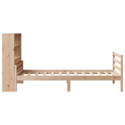 vidaXL Bookcase Bed without Mattress Bed Frame White Solid Wood Pine - natural - Additional view 4