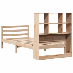 vidaXL Bookcase Bed without Mattress Bed Frame White Solid Wood Pine - natural - Additional view 5